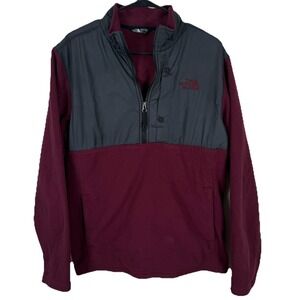 The North Face Denali 1/4 Zip Fleece Pullover Mens Large Maroon Black Sweater